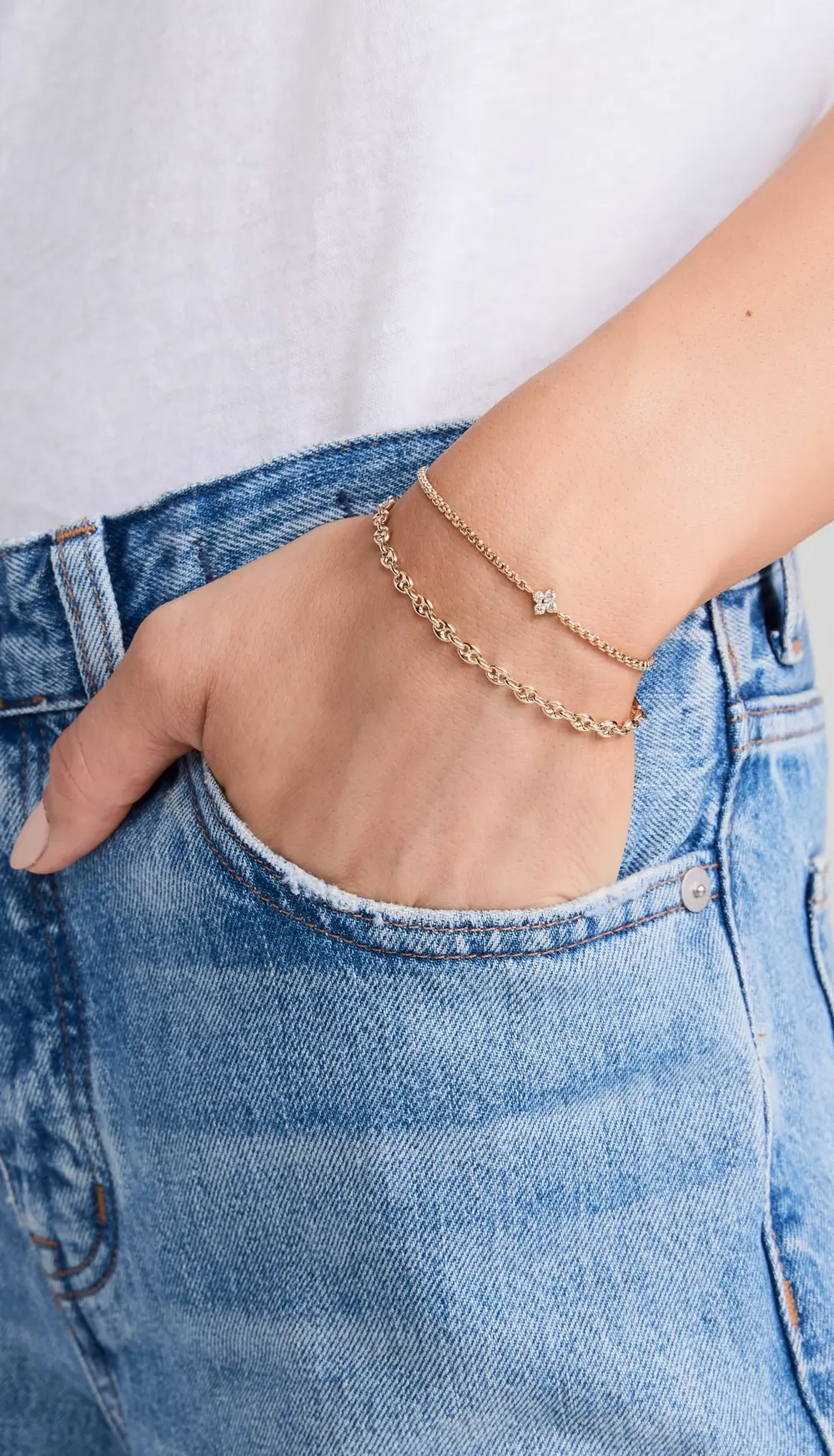 Zoe Chicco 14k Gold Quad Prong Set Chain Bracelet