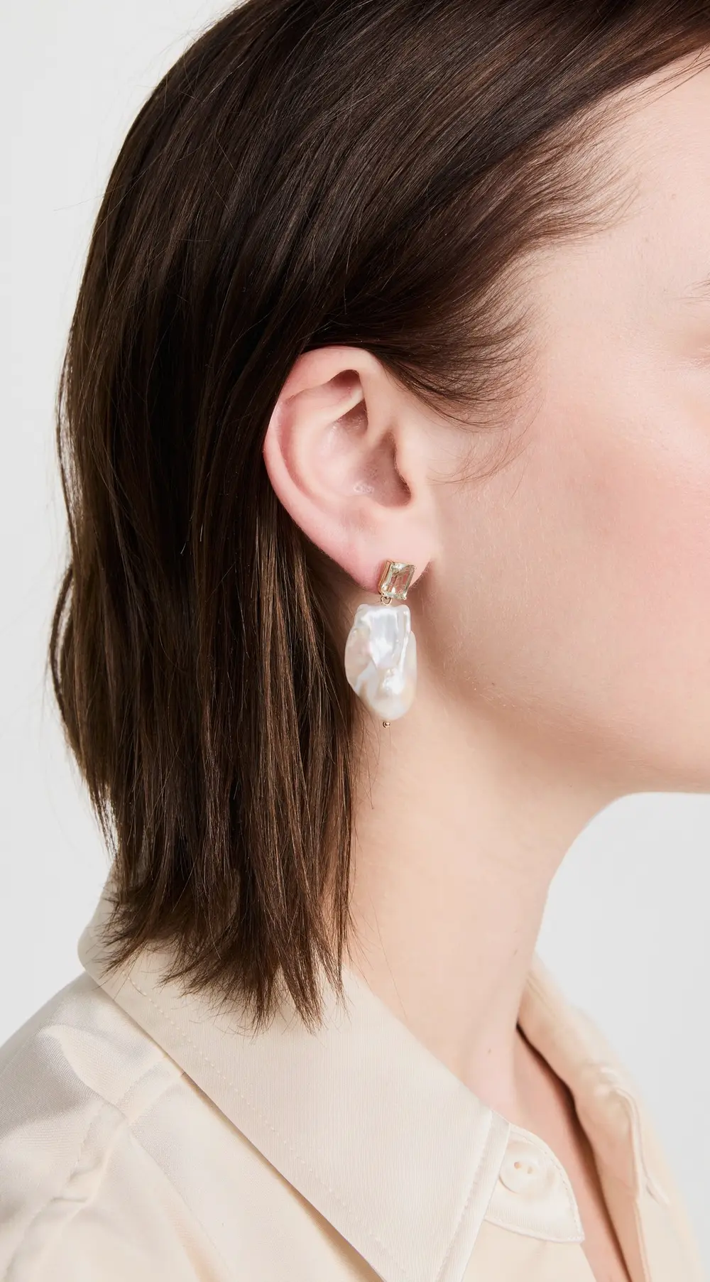 Mateo 14k Green Amethyst and Baroque Pearl Drop Earrings