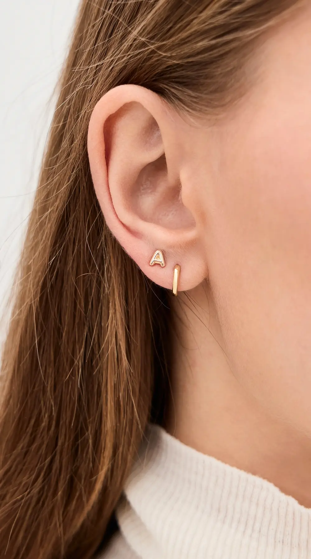 Ariel Gordon Jewelry 14k Mini Helium Initial Stud Earring