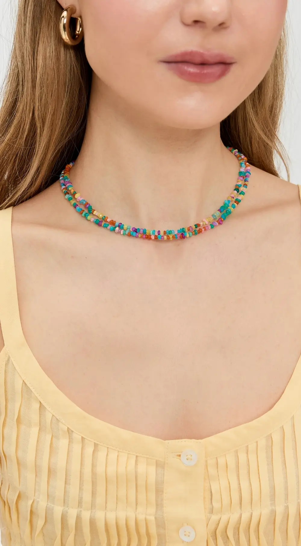 JIA JIA 14k Mini Rainbow Pebble Opal Long Necklace