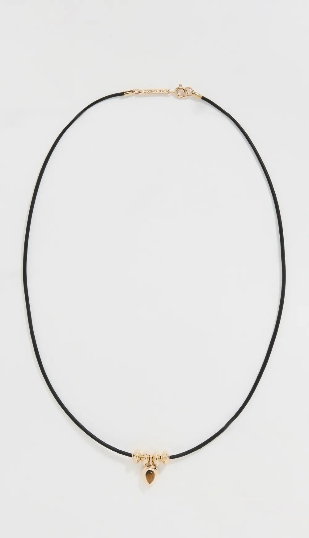 Zoe Chicco 14k Gold Tigers Eye Teardrop Pendant Necklace