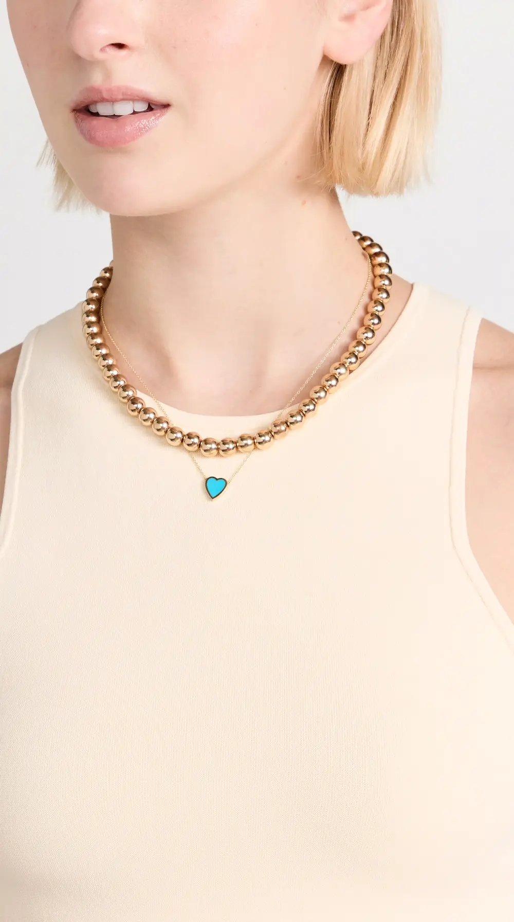 Jennifer Meyer Jewelry 18k Mini Turquoise Inlay Heart Necklace