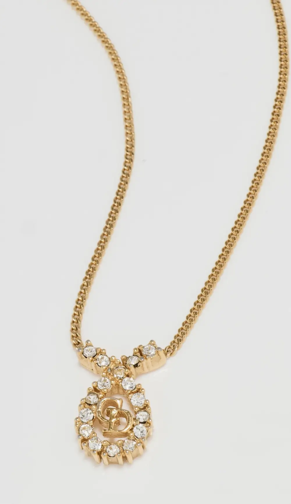 What Goes Around Comes Around Dior Gold Crystal CD Necklace