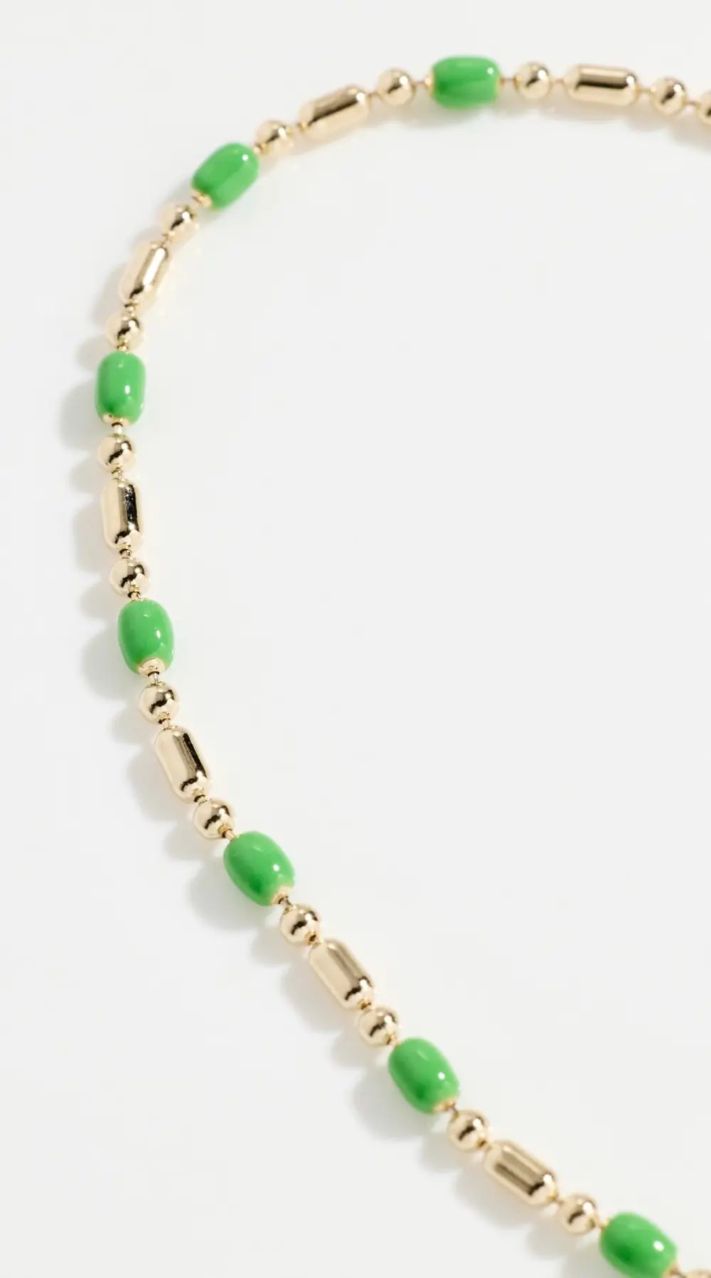 Zoe Chicco 14k Gold & Green Enamel Bar and Bead Chain Bracelet