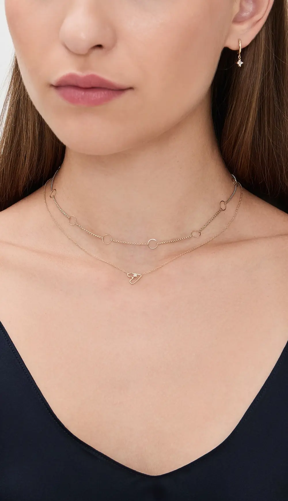 Zoe Chicco 14k Gold Open Heart Diamond Necklace