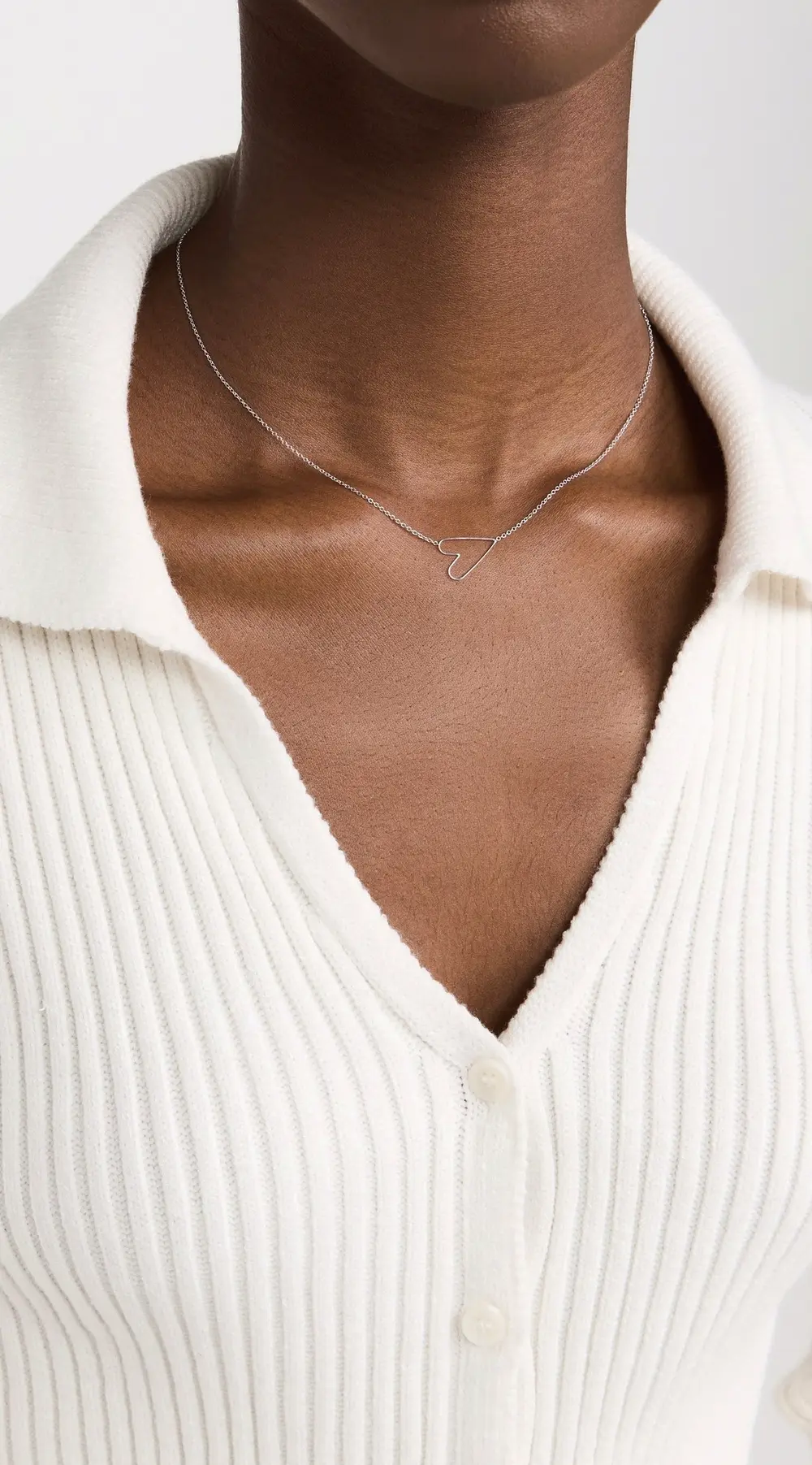 Zoe Chicco 14k White Gold Tiny Anchored Heart Necklace