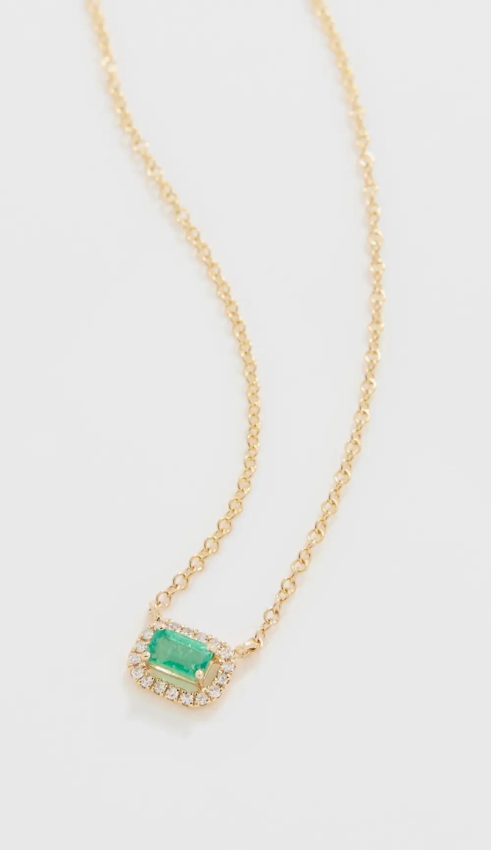 SHAY 18k Emerald & Diamond Halo Necklace On Cable