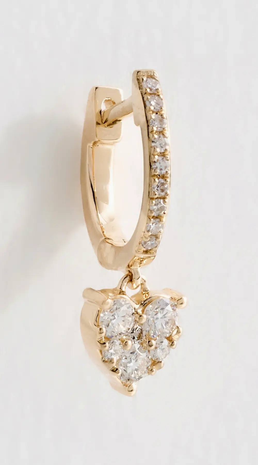 EF Collection 14k Diamond Heart Mini Huggie Earring