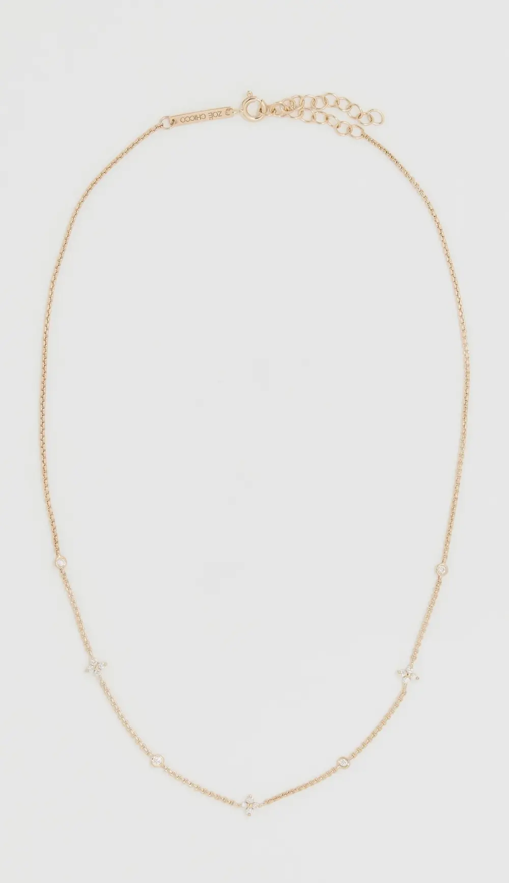 Zoe Chicco 14k Gold 3 Small Prong Set Necklace