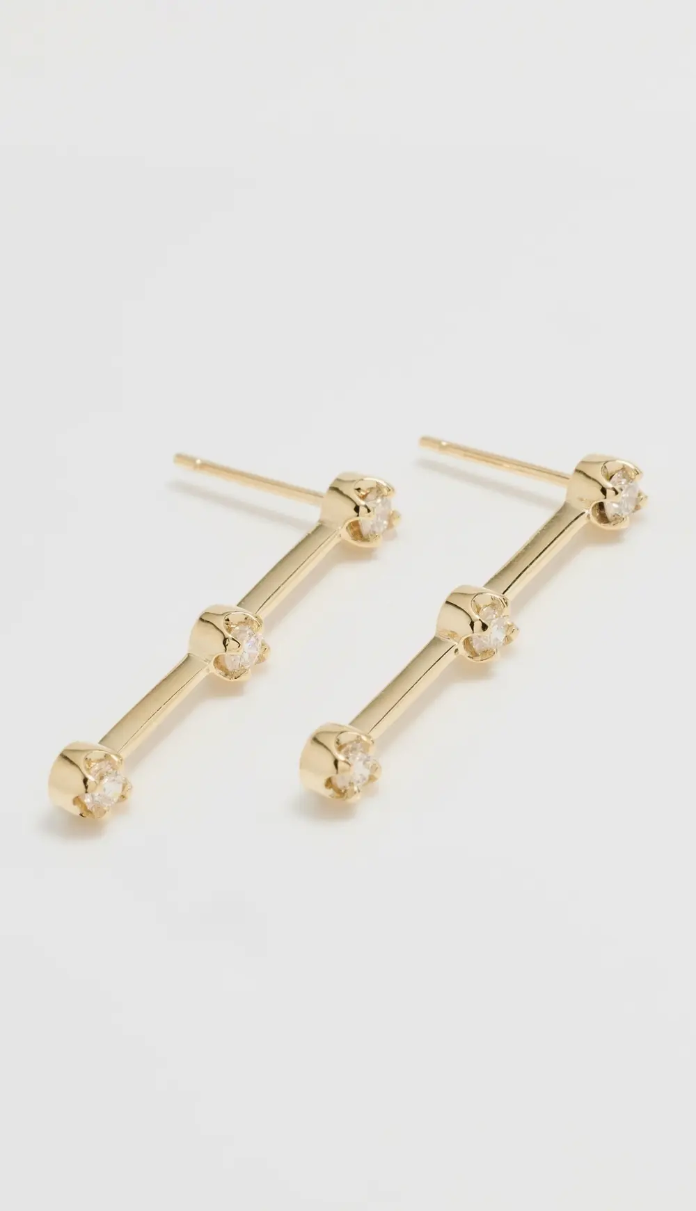 Jennifer Meyer Jewelry 18k Three Linear Illusion Set Studs