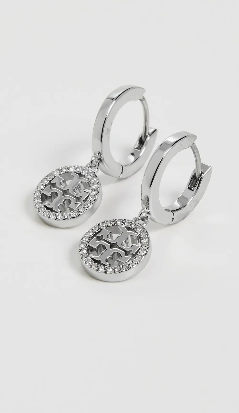 Tory Burch Icon Pavé Clip-On Hoop Earrings