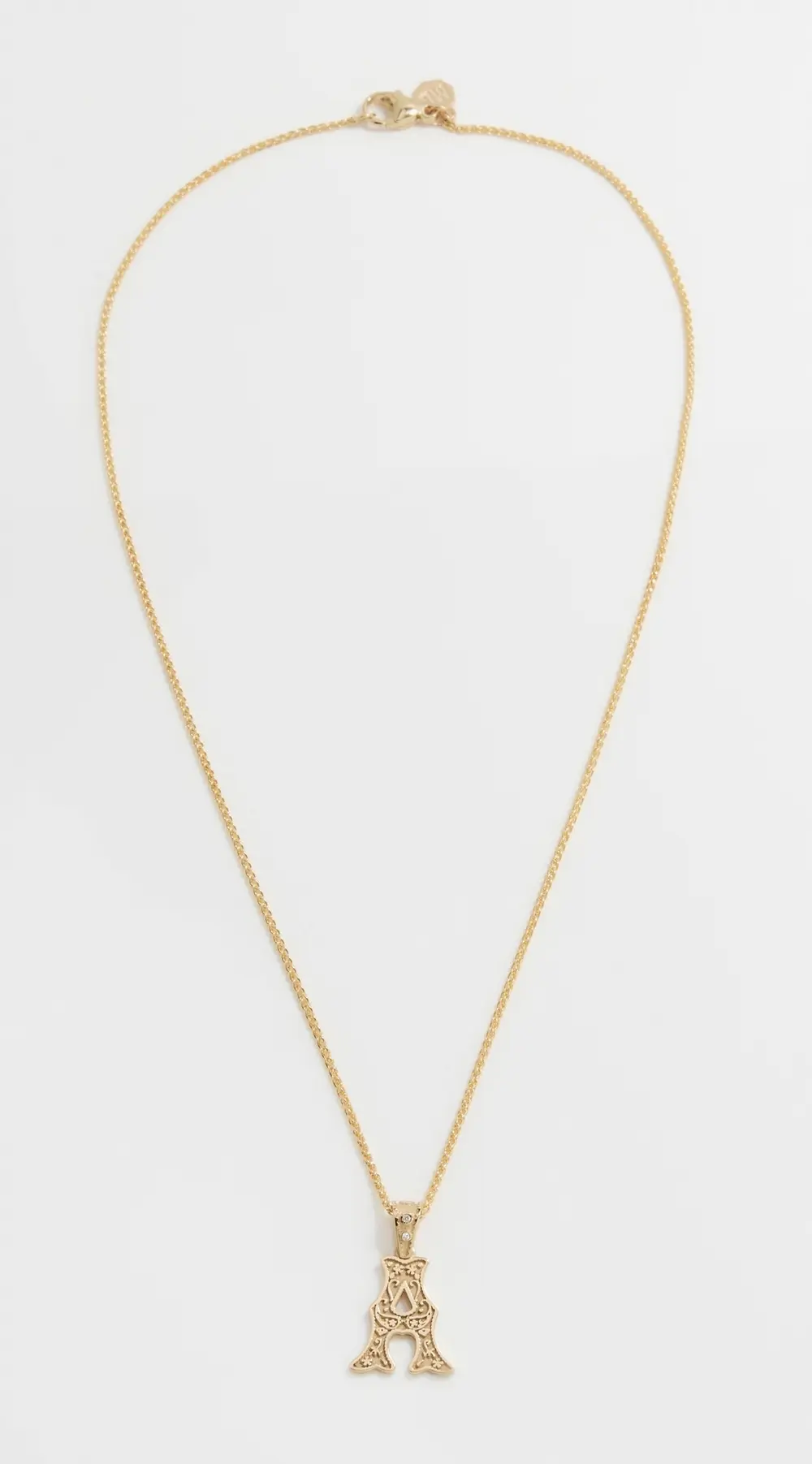 Marlo Laz Mini SW Alphabet Charm on Wheat Chain Necklace