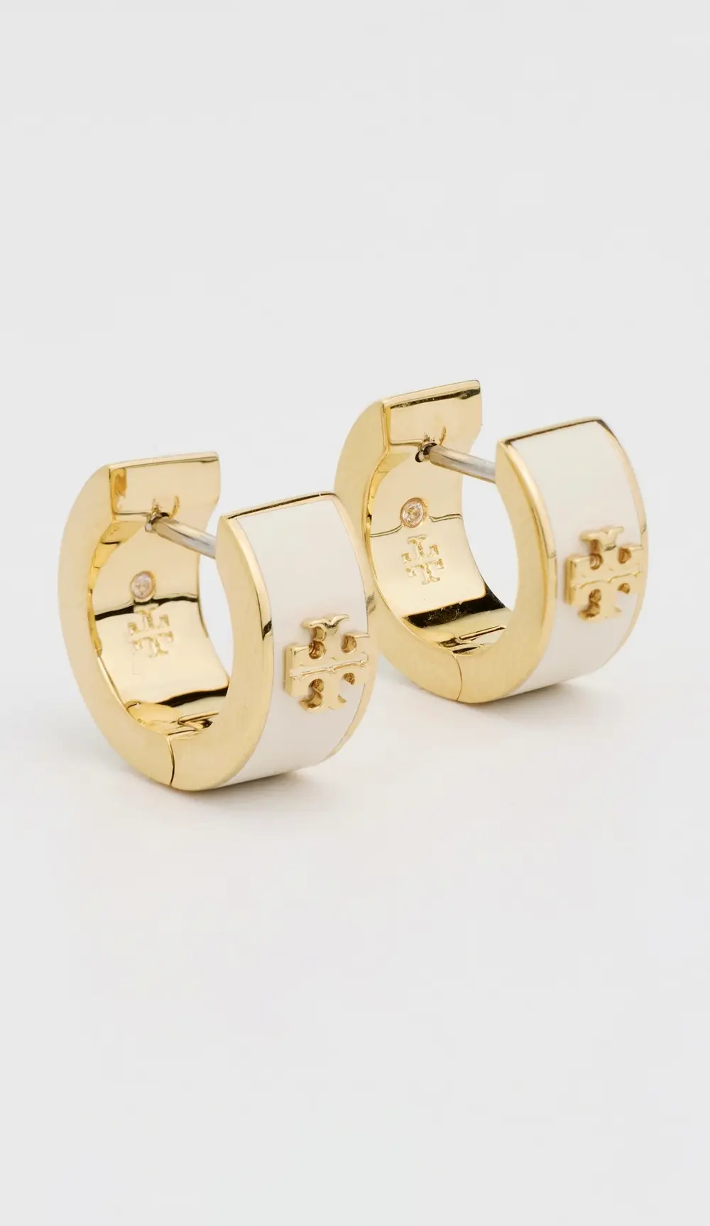 Tory Burch Icon Enamel Huggie Earrings