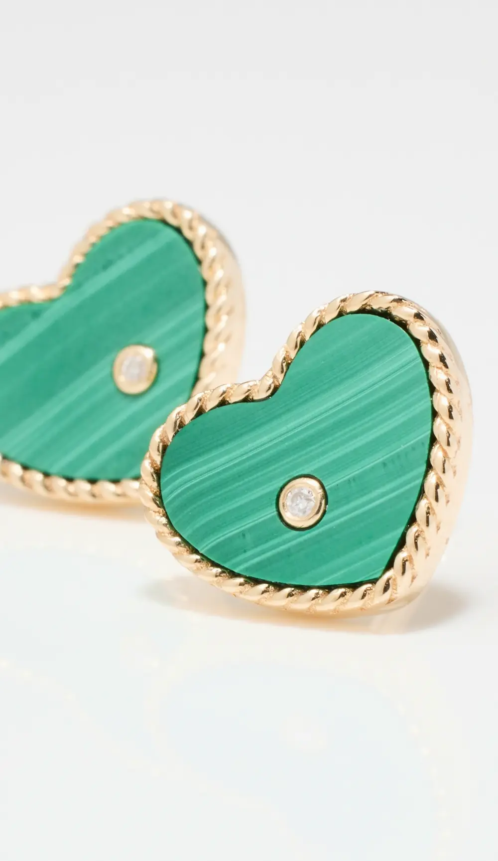 Yvonne Leon Paire De Baby Puces Coeur Malachite Studs