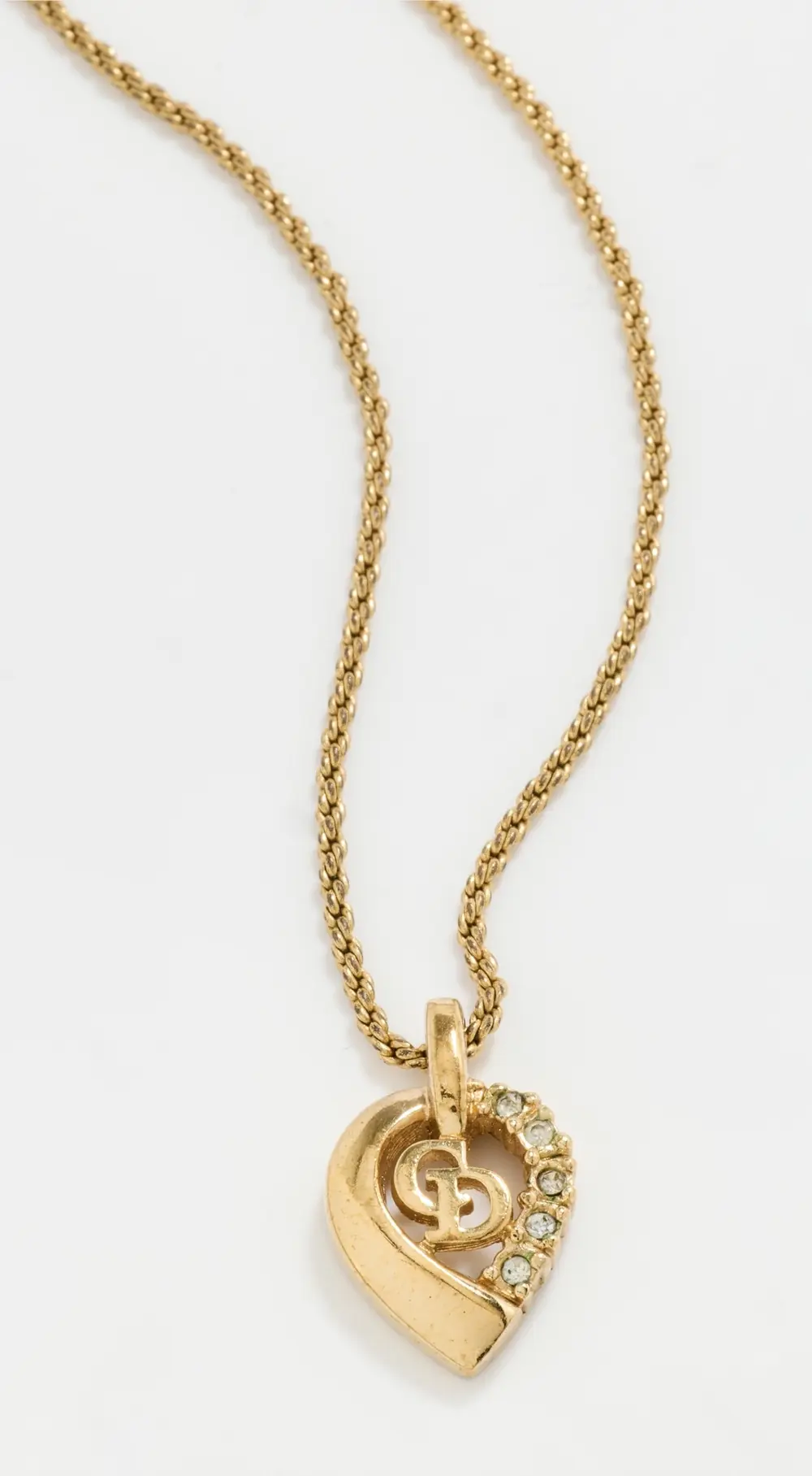 What Goes Around Comes Around Dior Gold Crystal CD Necklace