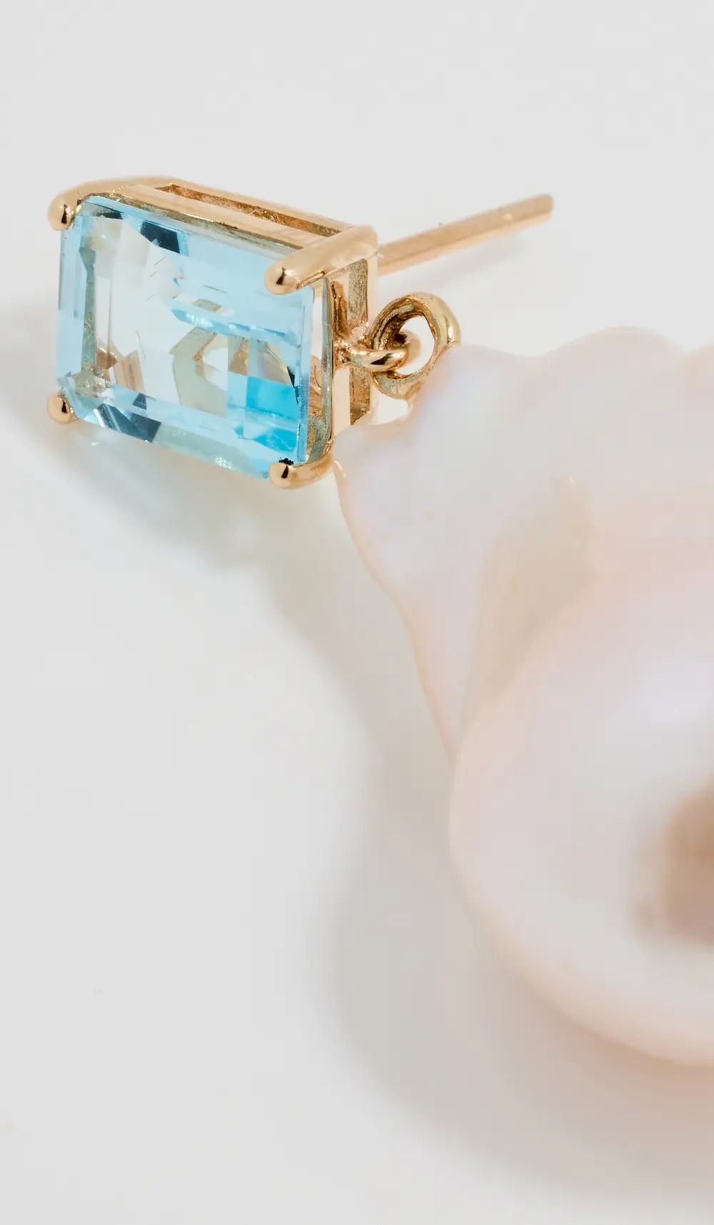 Mateo 14k Blue Topaz and Baroque Pearl Drop Earrings