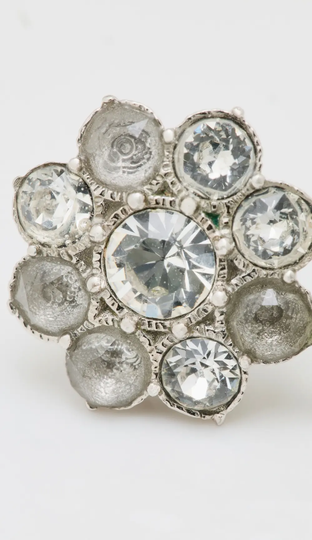 What Goes Around Comes Around Chanel Silver Crystal CC Cluster Earrings