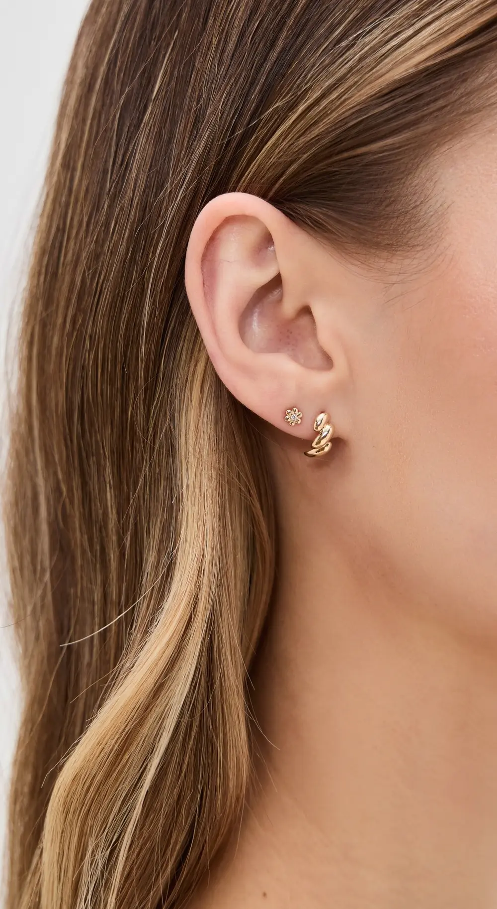 Zoe Chicco 14k Gold Tiny Bead Flower with Diamond Single Stud Earring