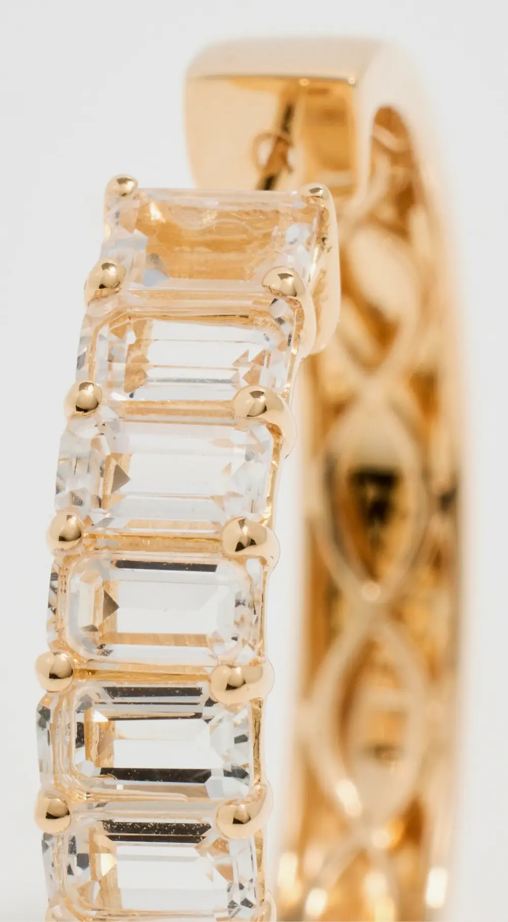 SHAY 18k White Topaz Cut Eternity Hoop, 8.9cts