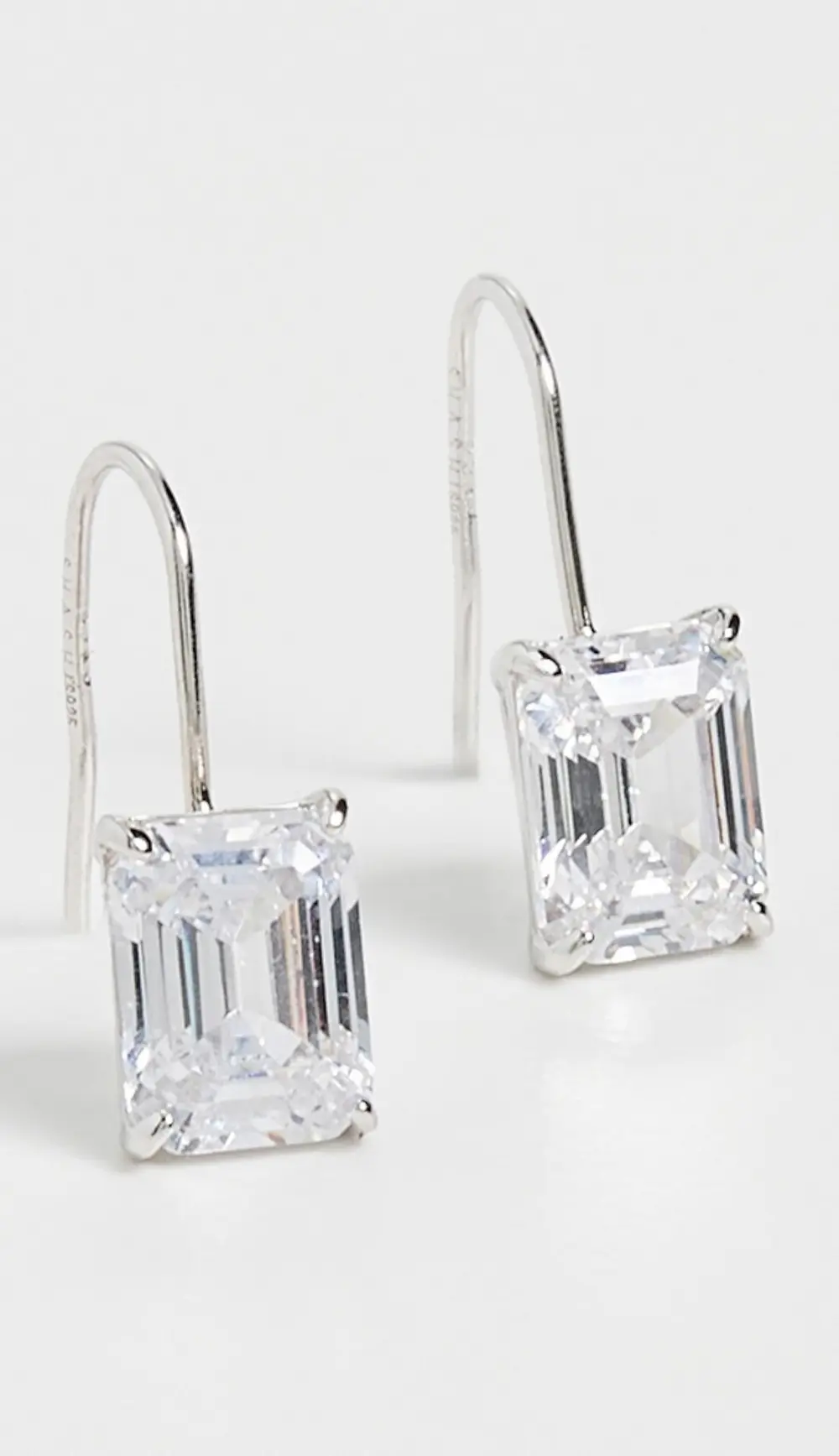 SHASHI Emerald Baguette French Hook Earrings