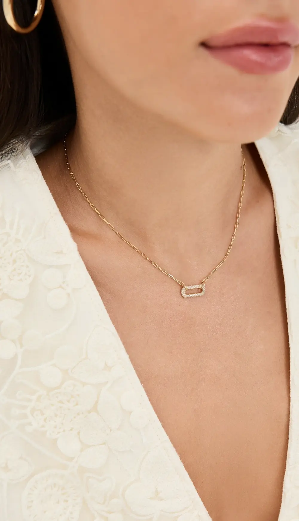 SHAY 18k Single Diamond Pave Cable Necklace