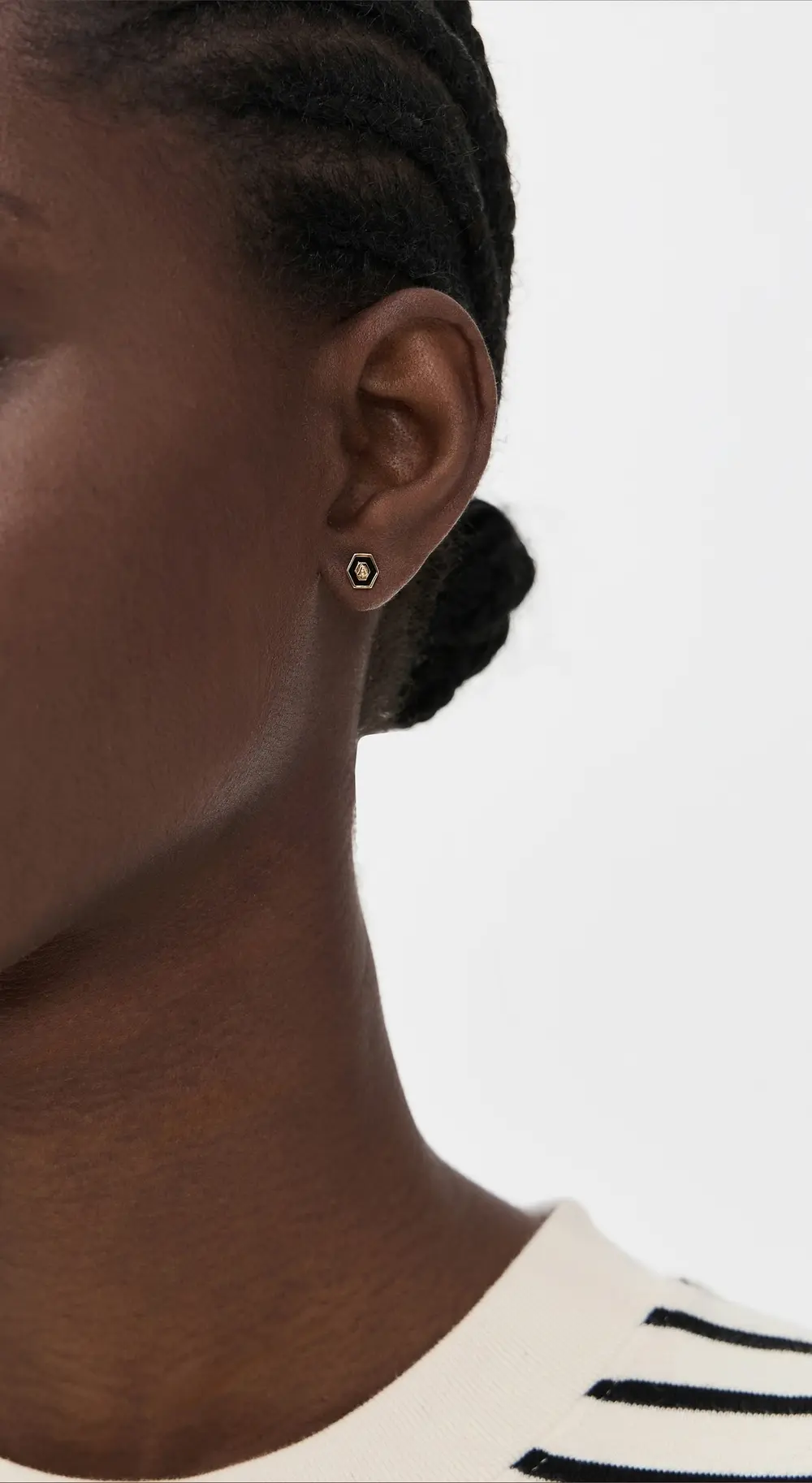 Gwen Beloti Initial Hex Stud Earrings