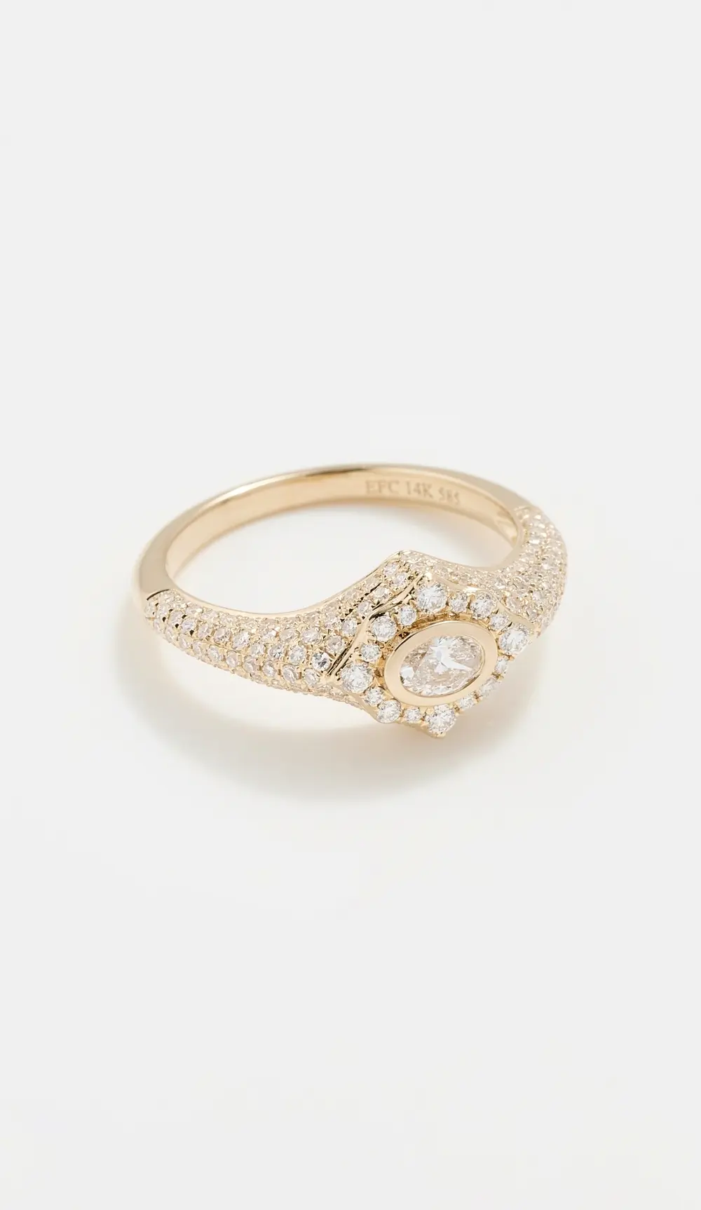 EF Collection 14k Oval Diamond Daphne Signet Ring