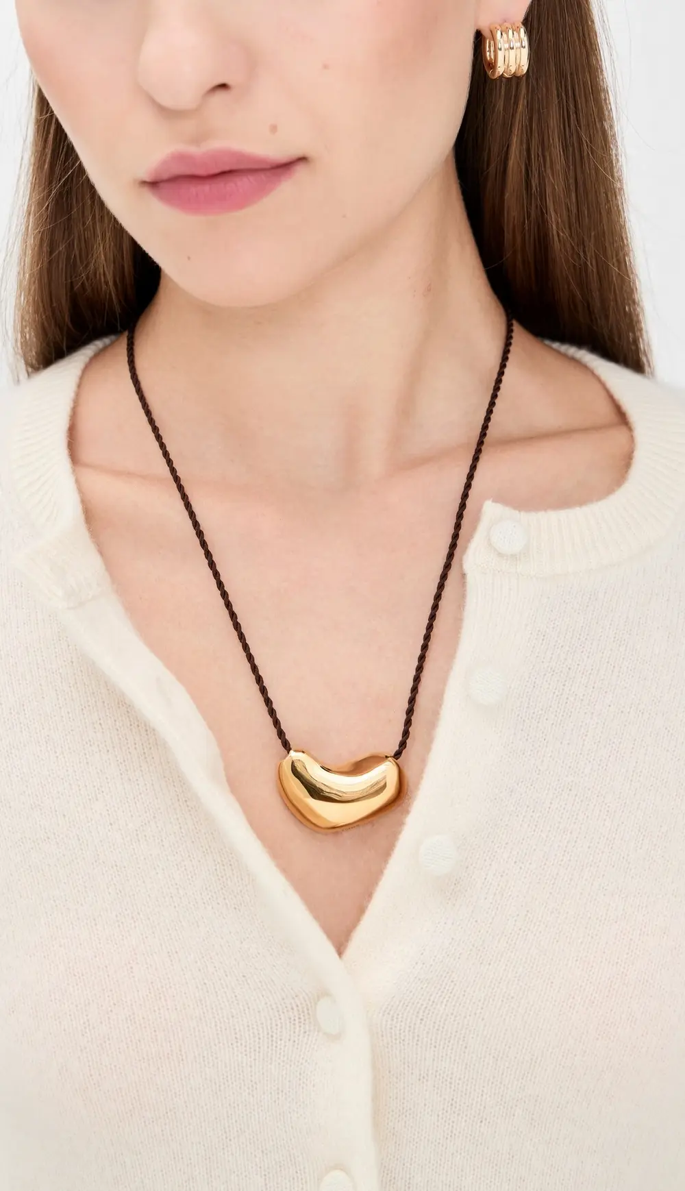 AGMES Sculpted Heart Pendant Necklace