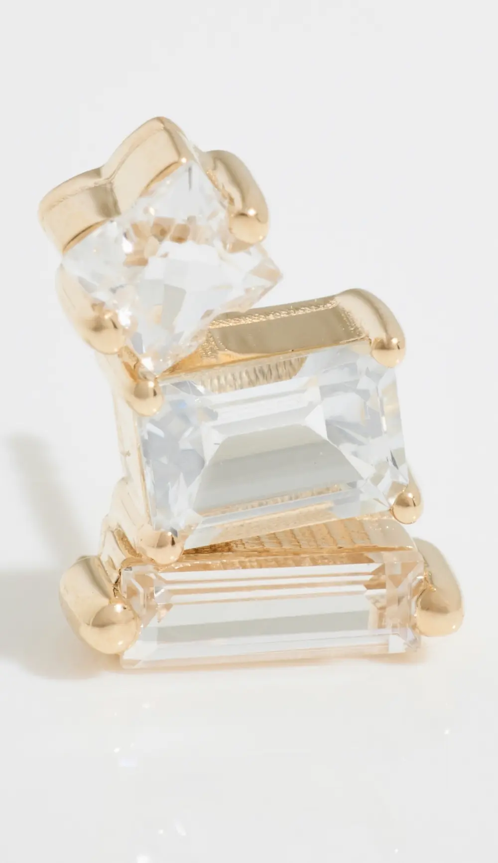 Kalan by Suzanne Kalan 14k Yellow Gold Triple Mixed Shaped White Topaz Bar Studs