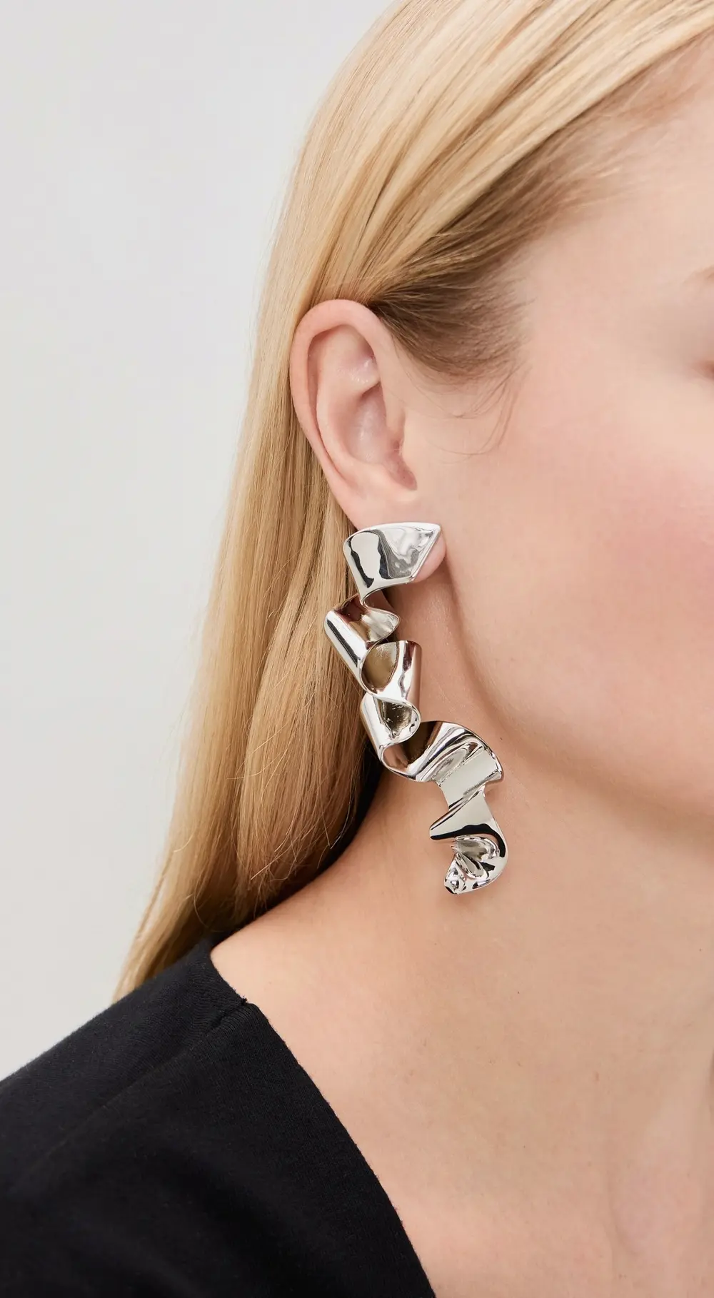 Elsie Frieda Metal Sculpture Ribbon Earrings