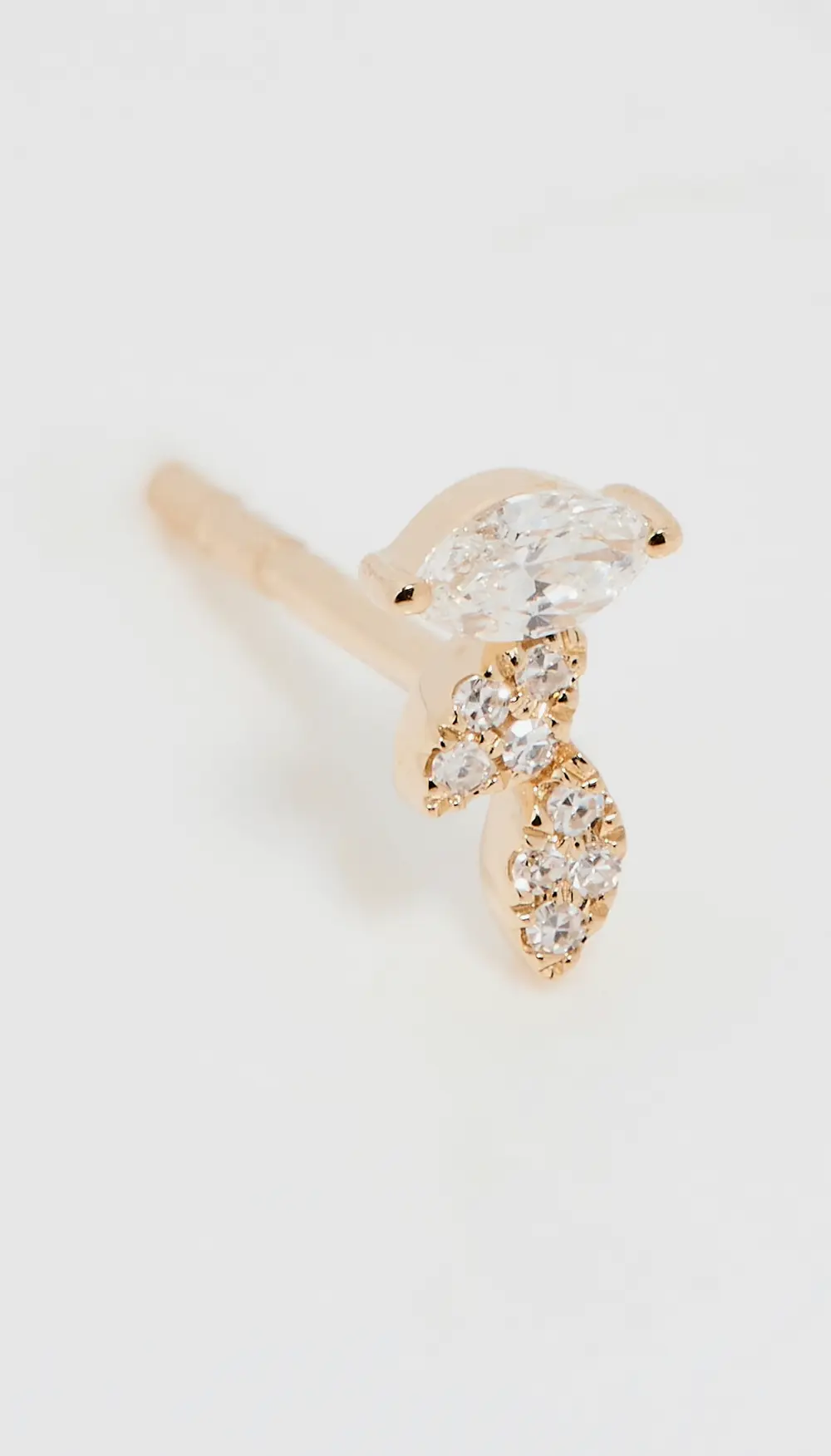 EF Collection 14k Single Triple Marquise Stud Earring