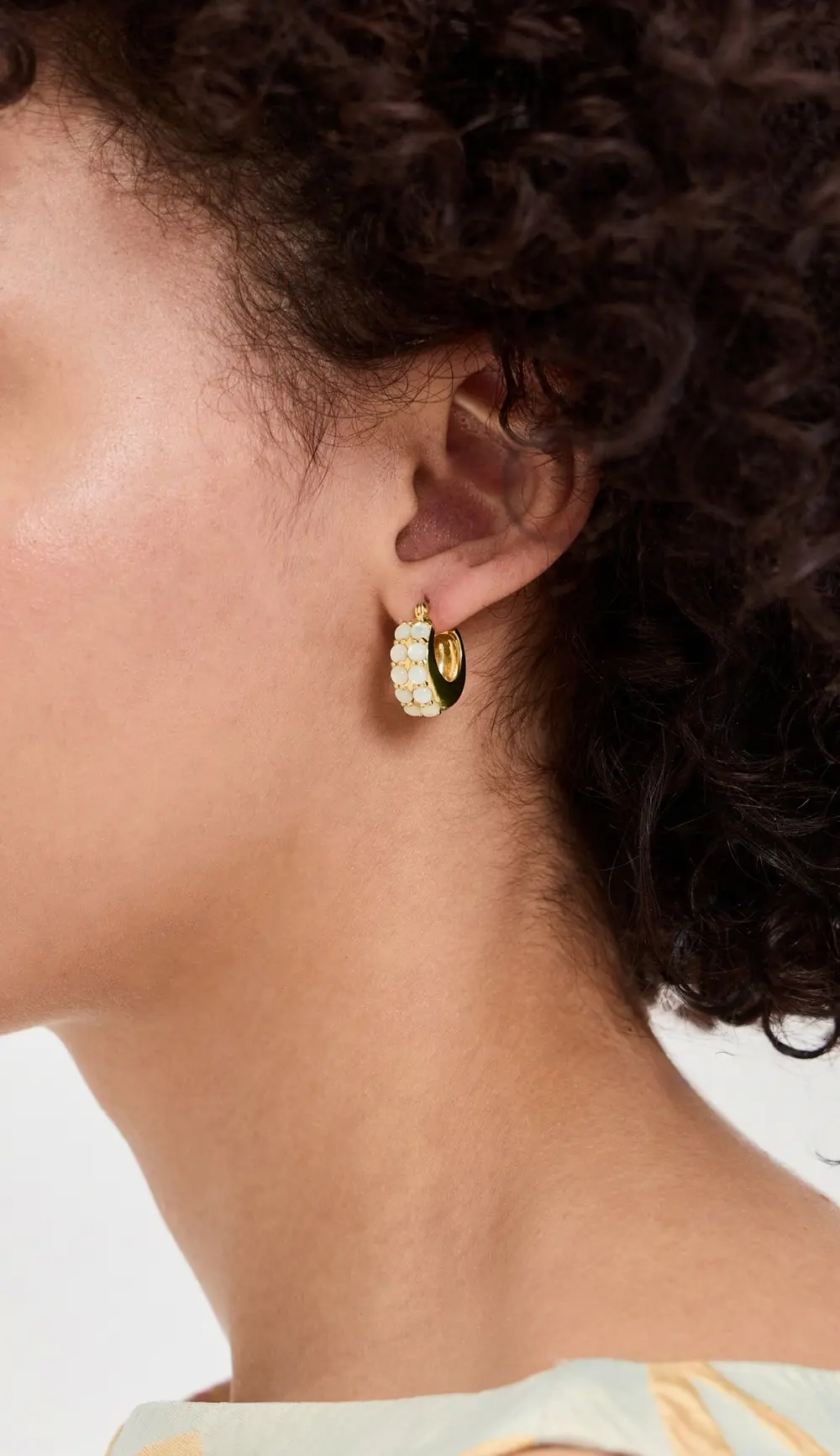 Gwen Beloti Dome Hoops with Pearl Accents