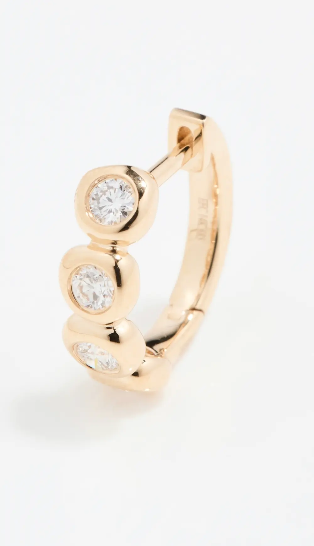 EF Collection 14k Single Diamond Pillow Huggie Earring