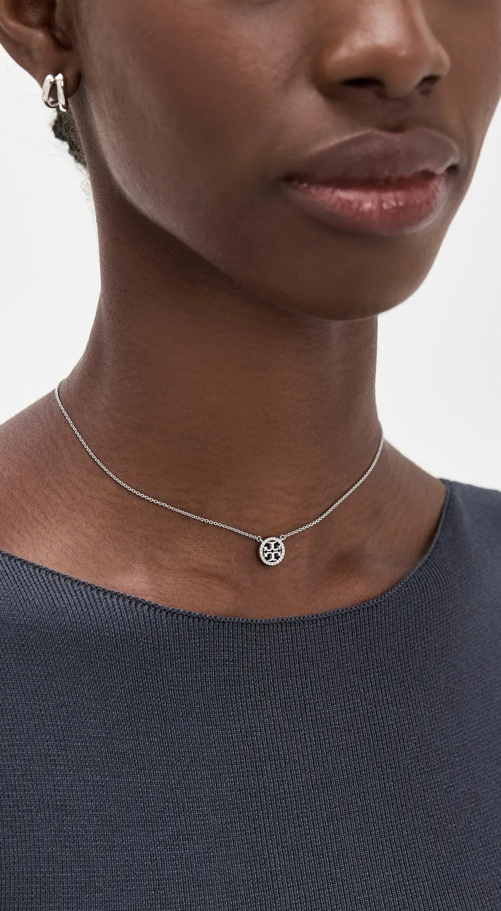 Tory Burch Icon Pavé Pendant Necklace