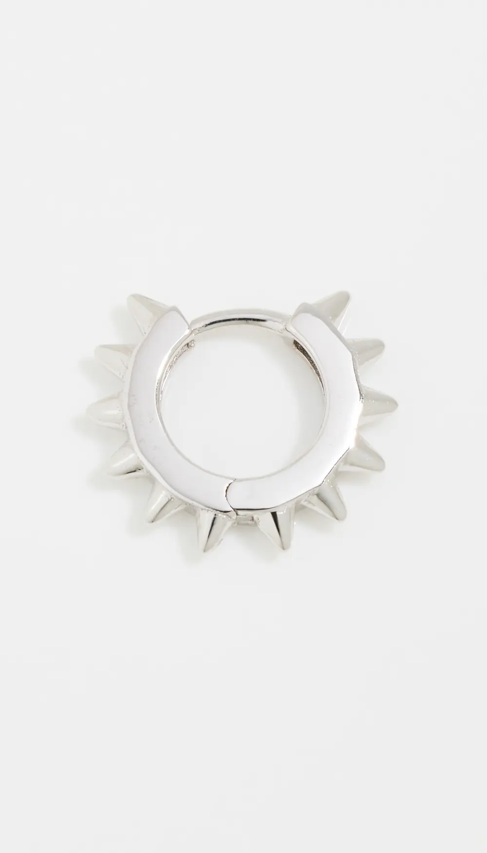 Zoe Chicco 14k White Gold Single Spiked Hinged Huggie Hoop