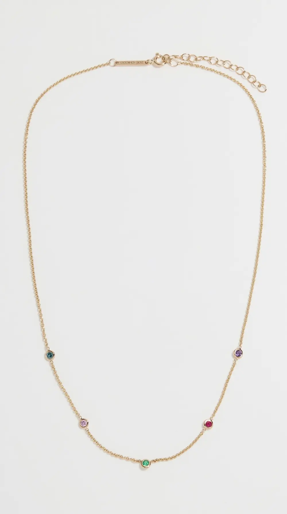Zoe Chicco 14k Gold Rainbow Floating Gemstones Necklace