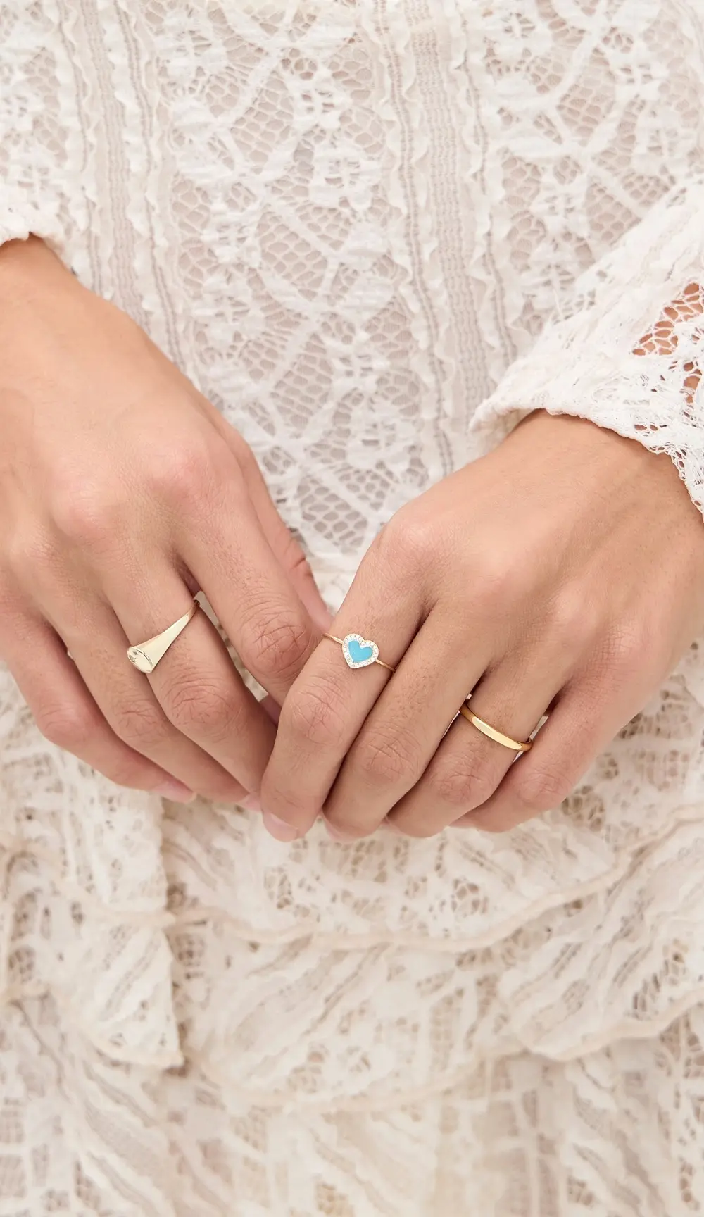 Jennifer Meyer Jewelry 18k XS Inlay Heart Ring