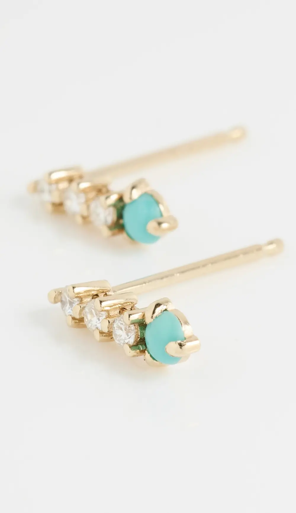 Zoe Chicco 14k Gold Diamond Drop Tennis Earrings with Prong Set Turquoise