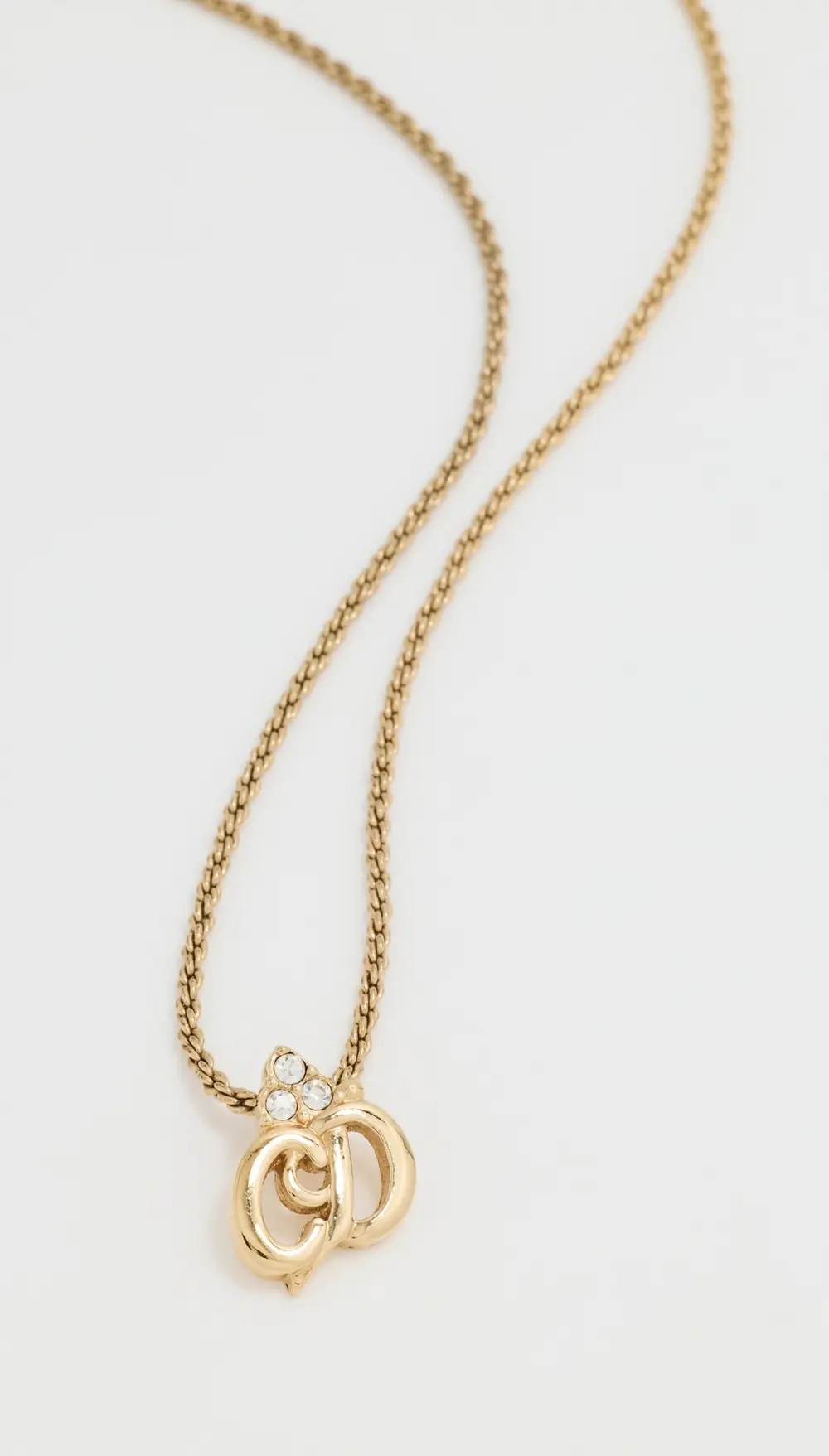 What Goes Around Comes Around Dior Gold Crystal CD Necklace