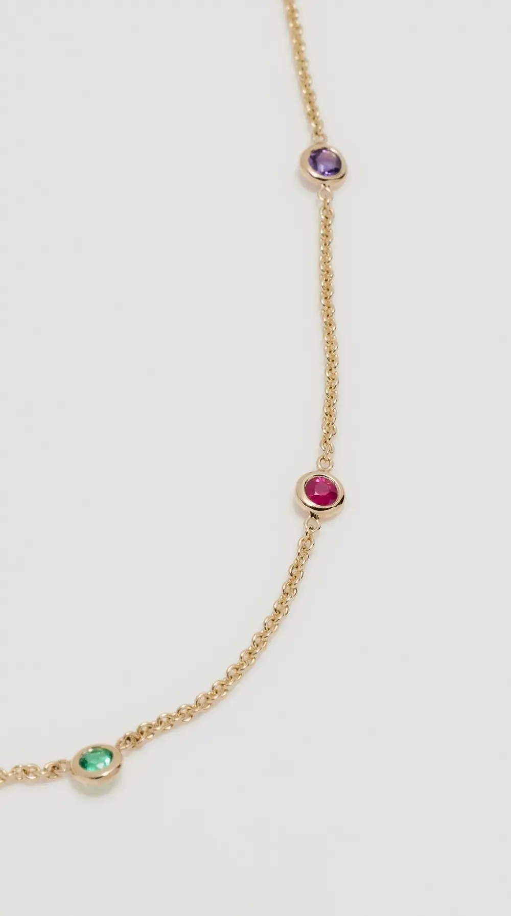 Zoe Chicco 14k Gold Rainbow Floating Gemstones Necklace