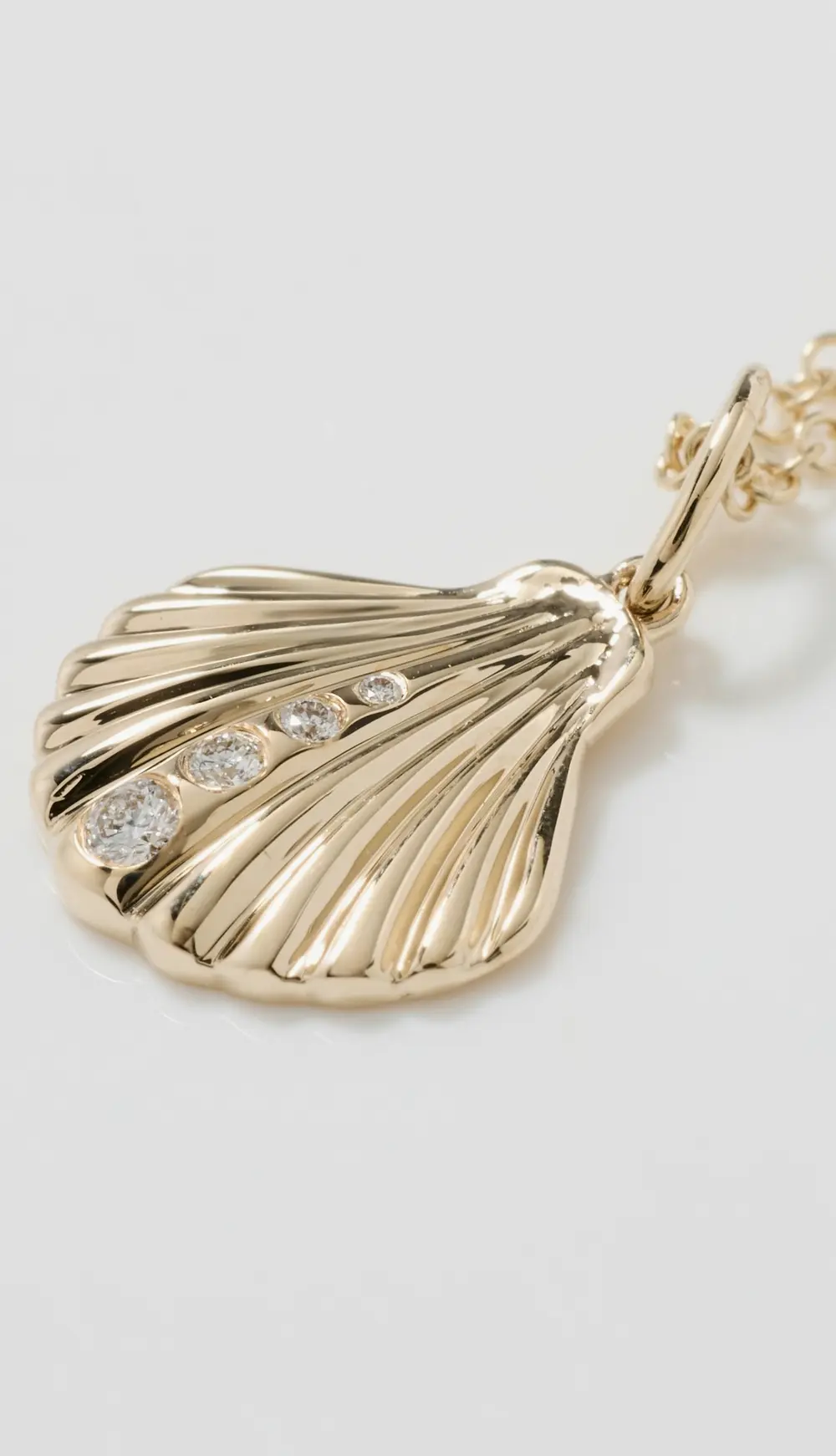 EF Collection 14k Gold and Diamond Shell Necklace