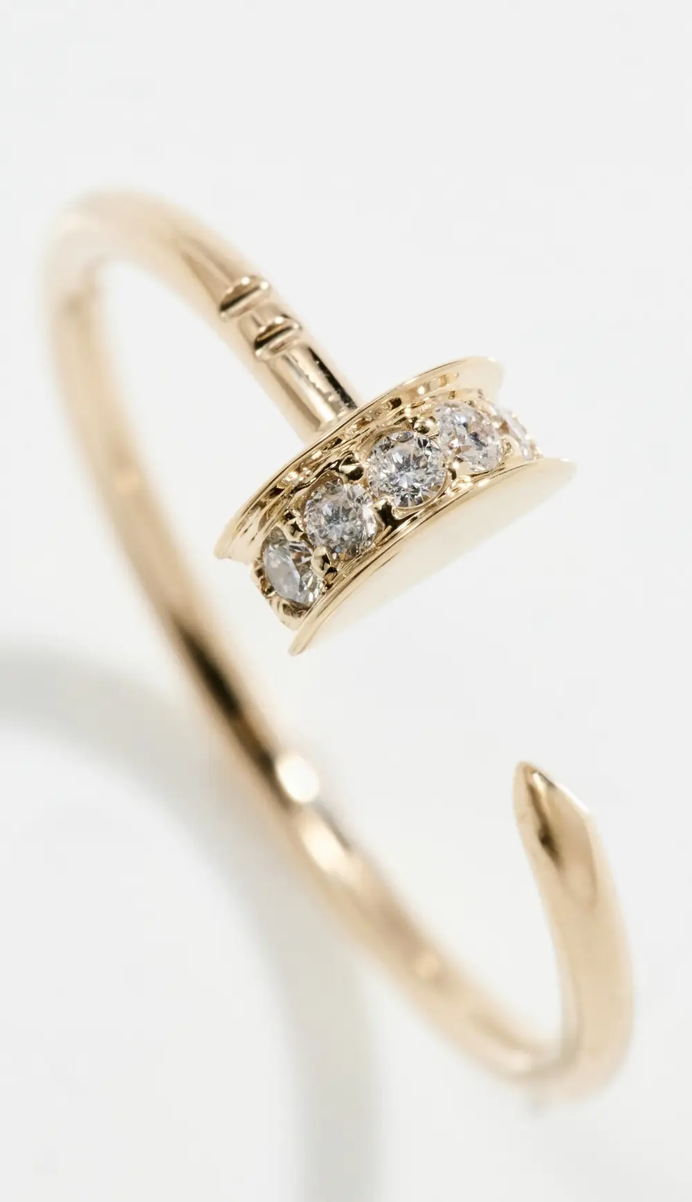 Zoe Chicco 14k Gold with Pave Nail Open Ring