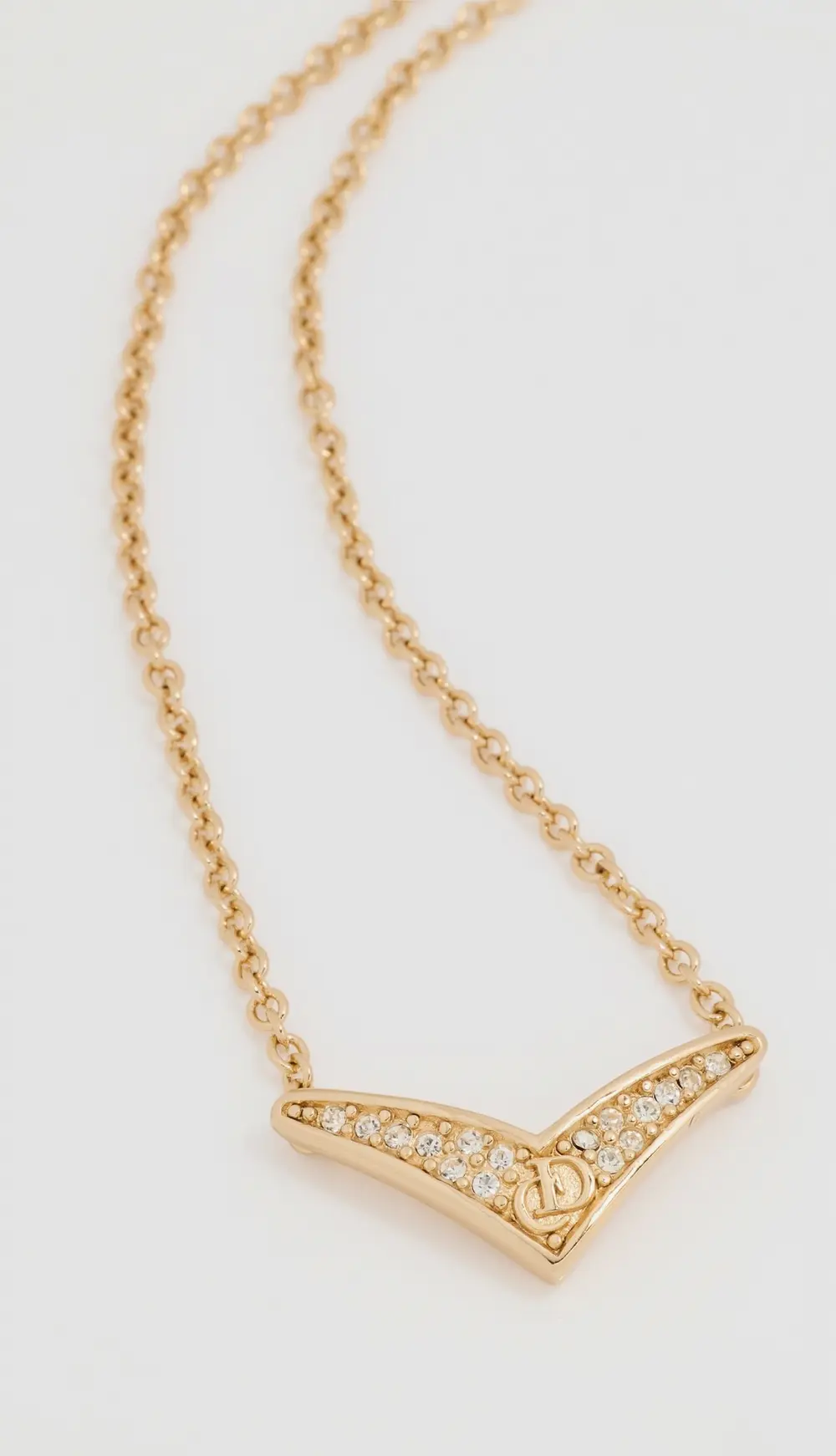 What Goes Around Comes Around Dior Gold Crystal CD Necklace