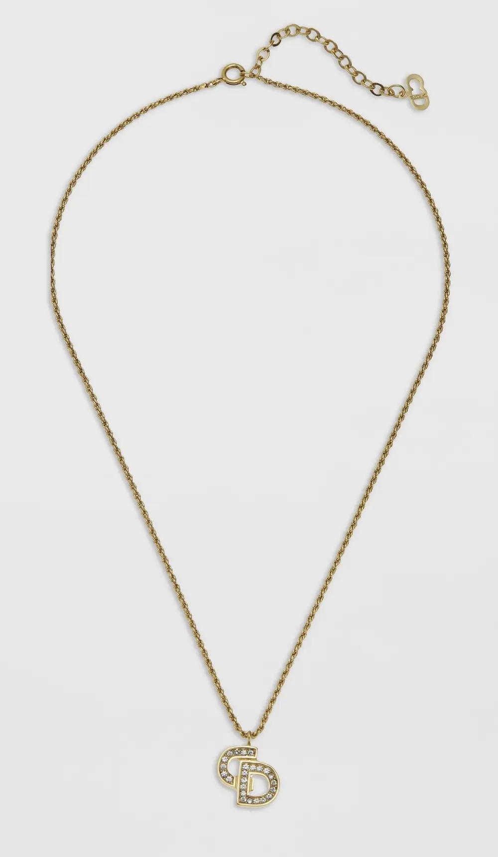 What Goes Around Comes Around Dior Gold Crystal CD Necklace