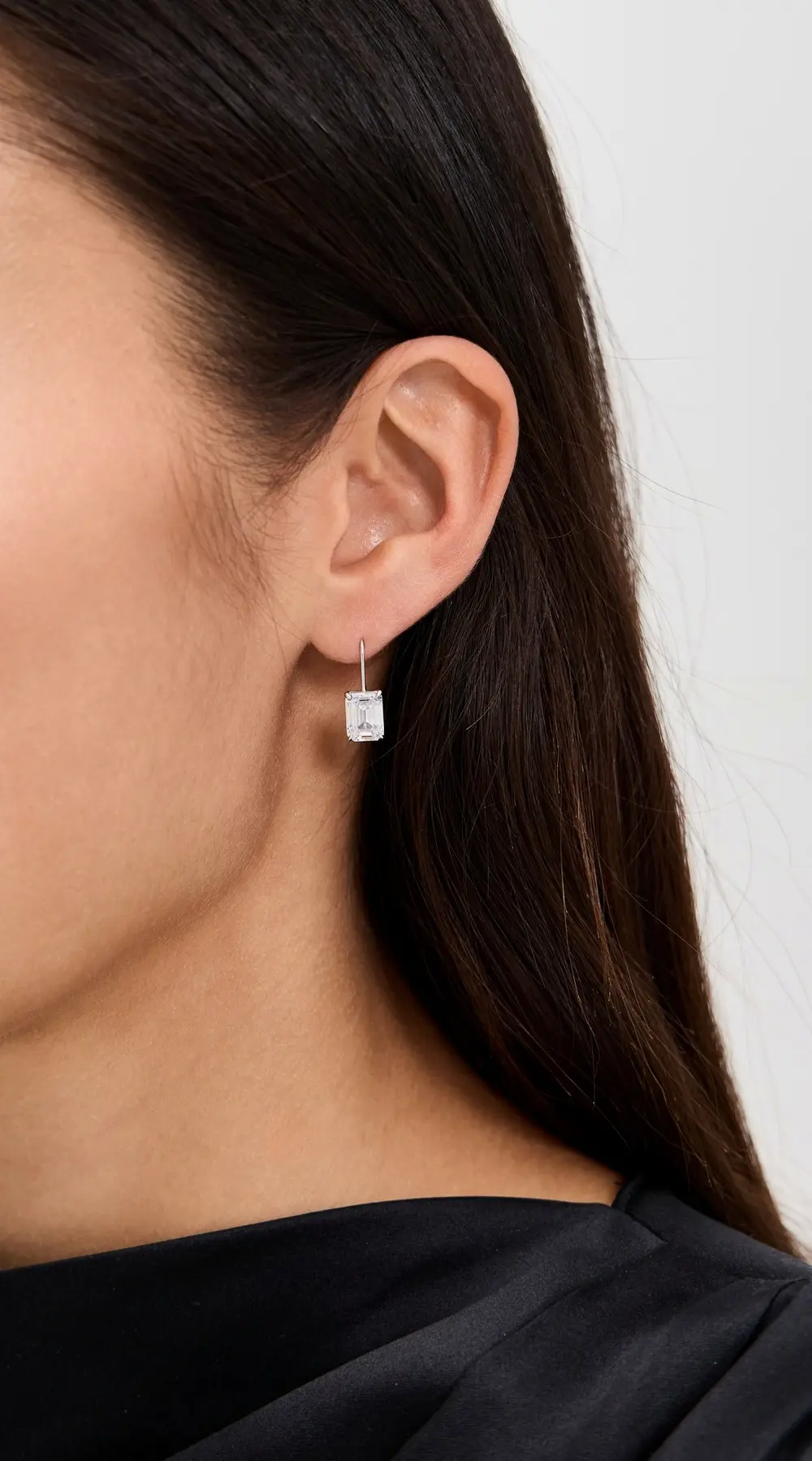 SHASHI Emerald Baguette French Hook Earrings