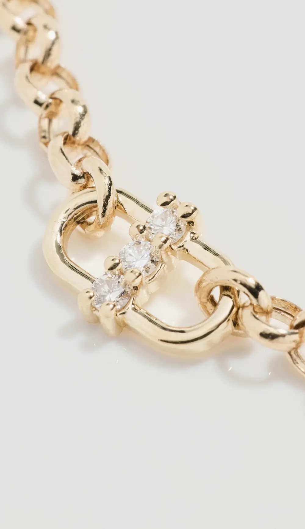 Zoe Chicco 14k Gold Rolo Chain Station Diamond Links Necklace