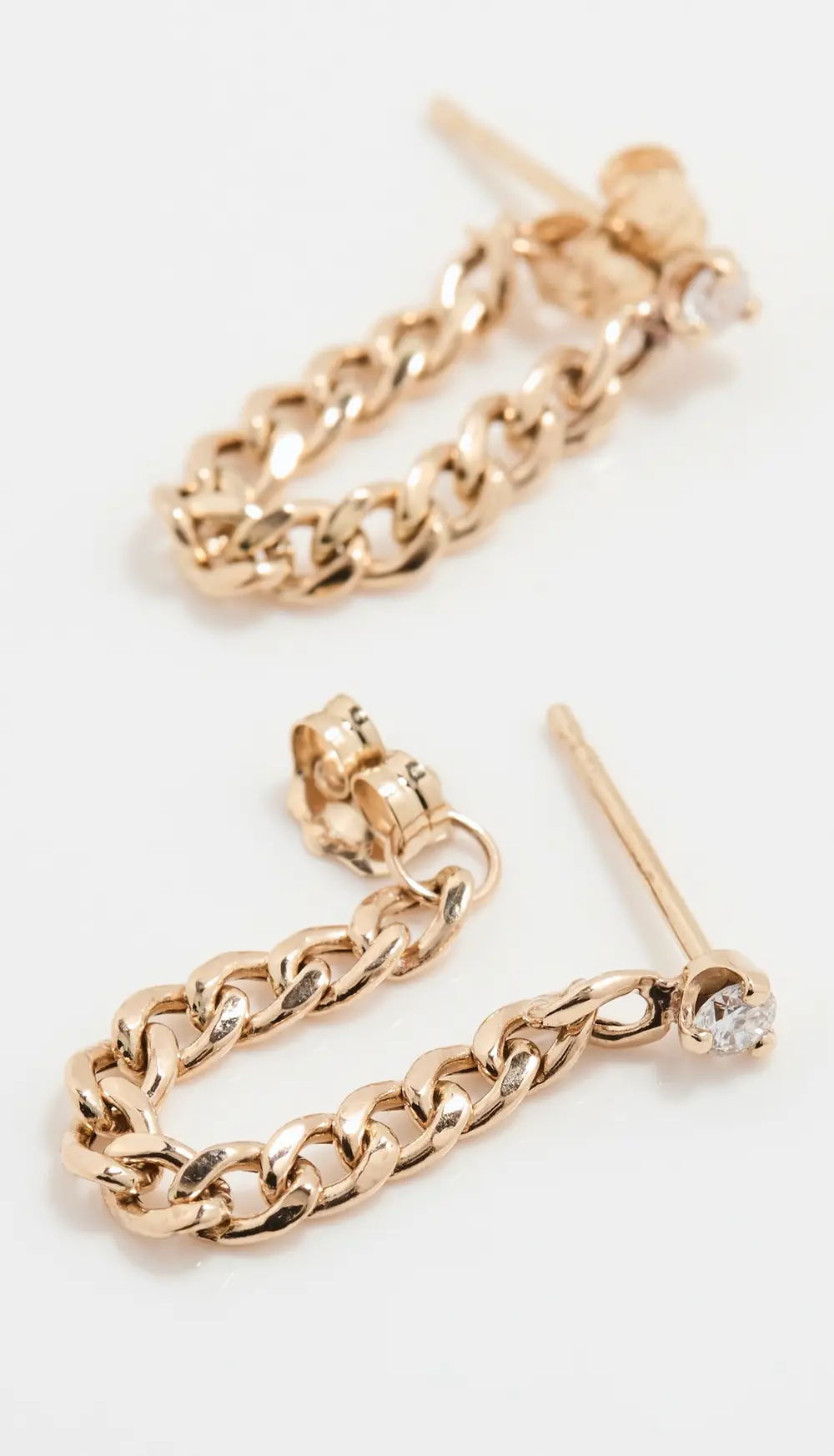 Zoe Chicco 14k Prong Diamond Small Curb Chain Huggie Earrings