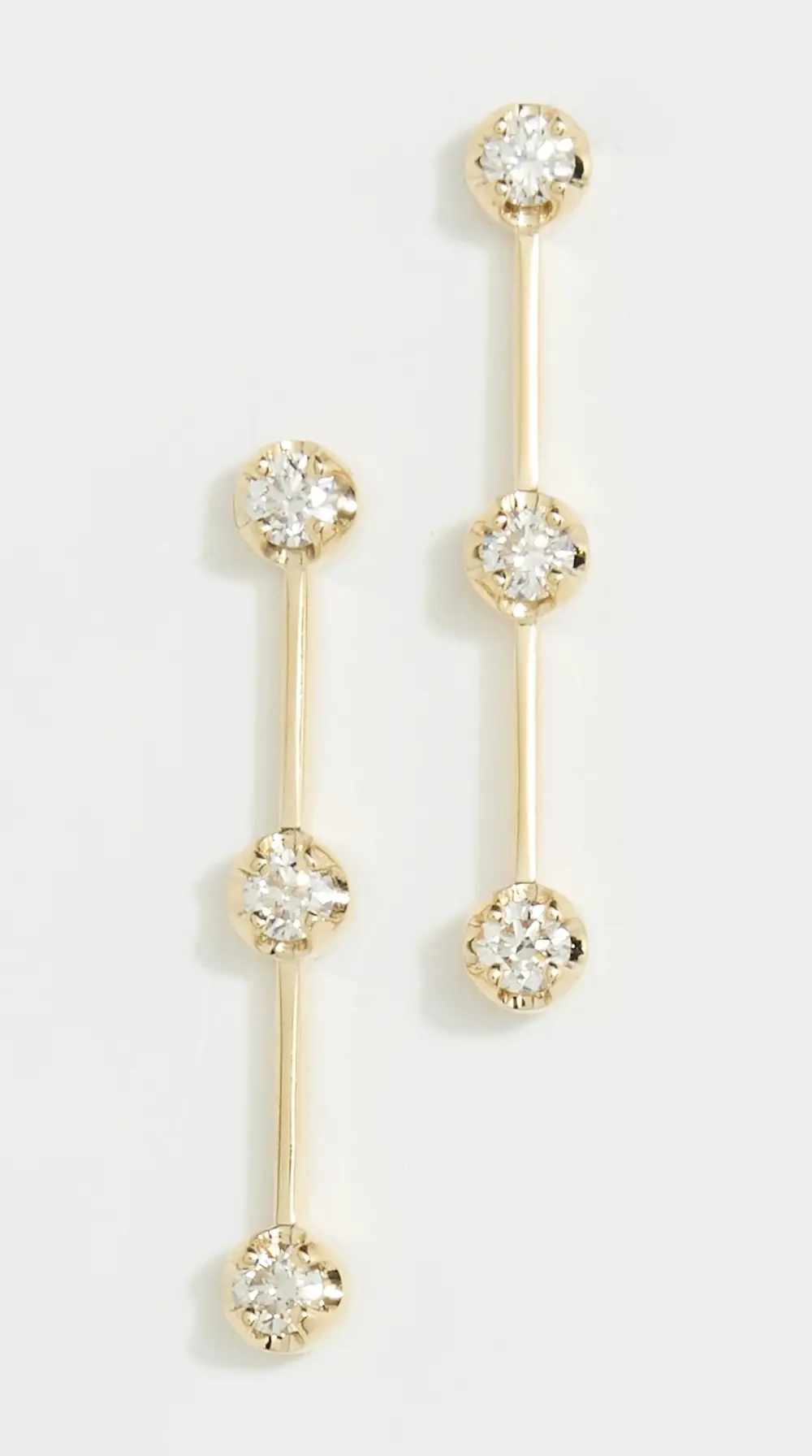 Jennifer Meyer Jewelry 18k Three Linear Illusion Set Studs
