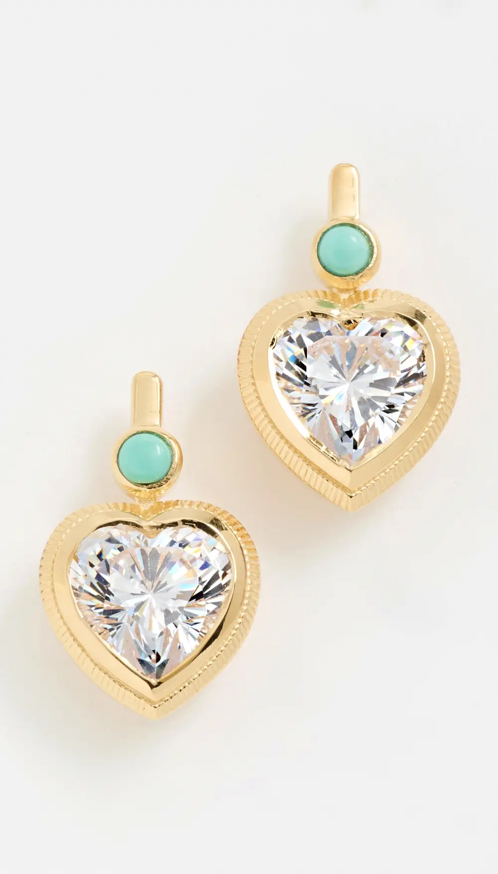 HART Bezel Heart Earrings with Turquoise