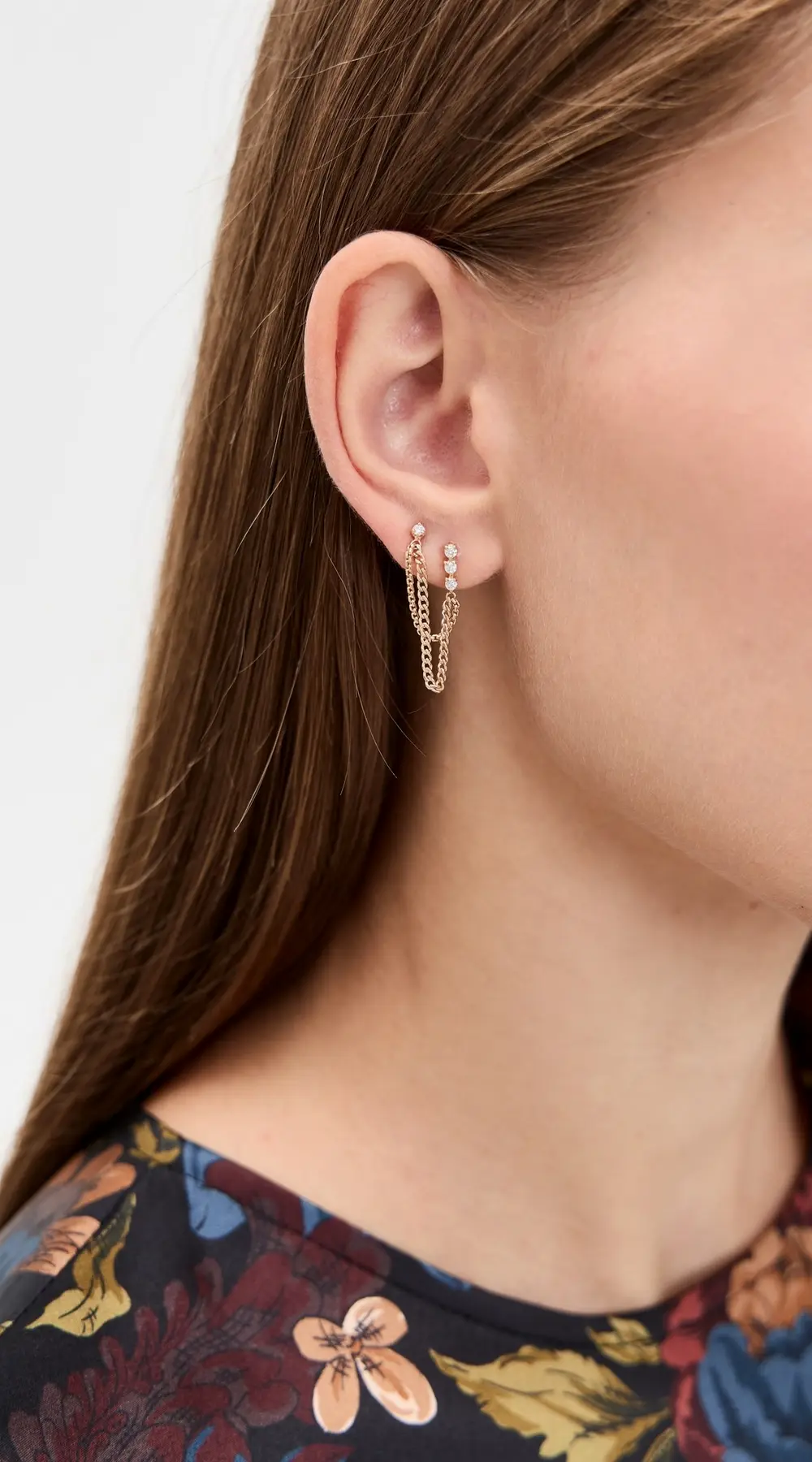 Zoe Chicco 14k Gold Diamond Linked Double Stud Earrings